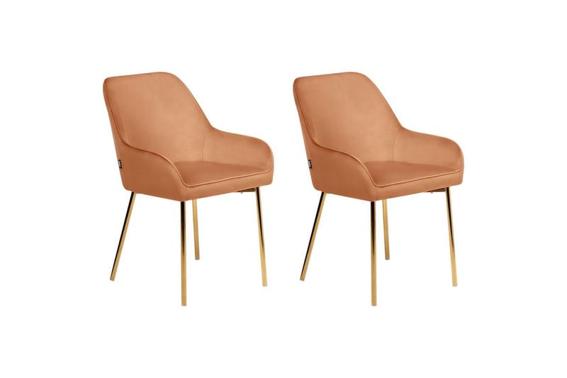 Sarja 2 ruokatuolia Loverna, Oranssi, kulta/Sametti