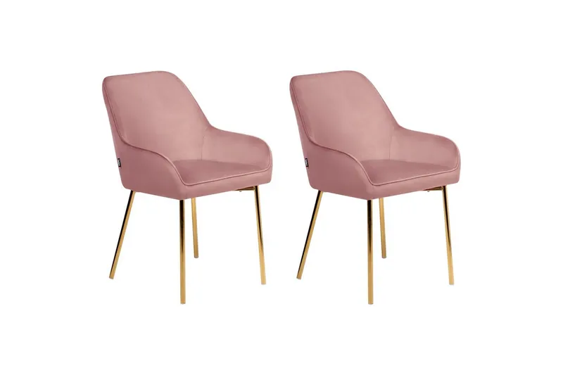 Sarja 2 ruokatuolia Loverna - Rosa, kulta/Sametti, Rosa, Kulta/Sametti - Huonekalut - Tuoli & nojatuoli - Ruokapöydän tuolit