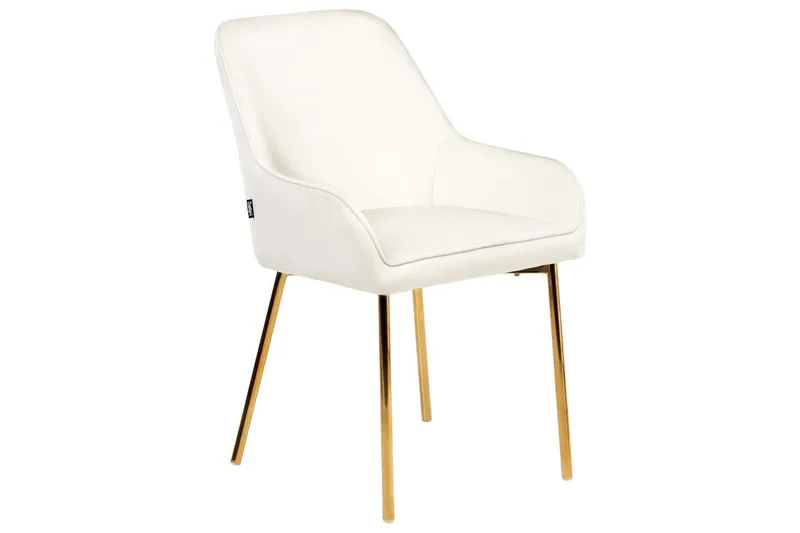 Sarja 2 ruokatuolia Loverna - Valkoinen, kulta/sametti, Valkoinen, kulta/Sametti - Huonekalut - Tuoli & nojatuoli - Ruokapöydän tuolit