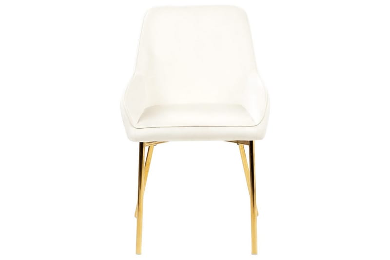 Sarja 2 ruokatuolia Loverna - Valkoinen, kulta/sametti, Valkoinen, kulta/Sametti - Huonekalut - Tuoli & nojatuoli - Ruokapöydän tuolit