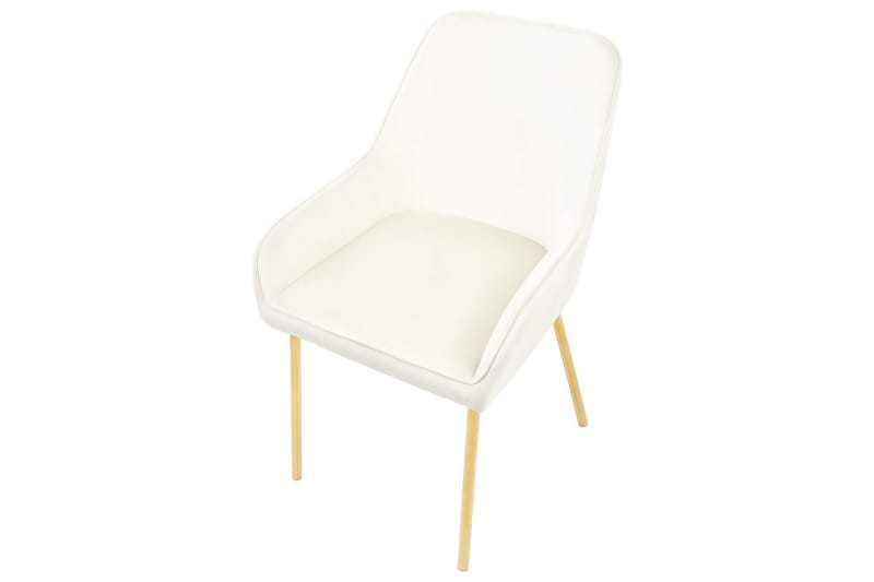 Sarja 2 ruokatuolia Loverna - Valkoinen, kulta/sametti, Valkoinen, kulta/Sametti - Huonekalut - Tuoli & nojatuoli - Ruokapöydän tuolit