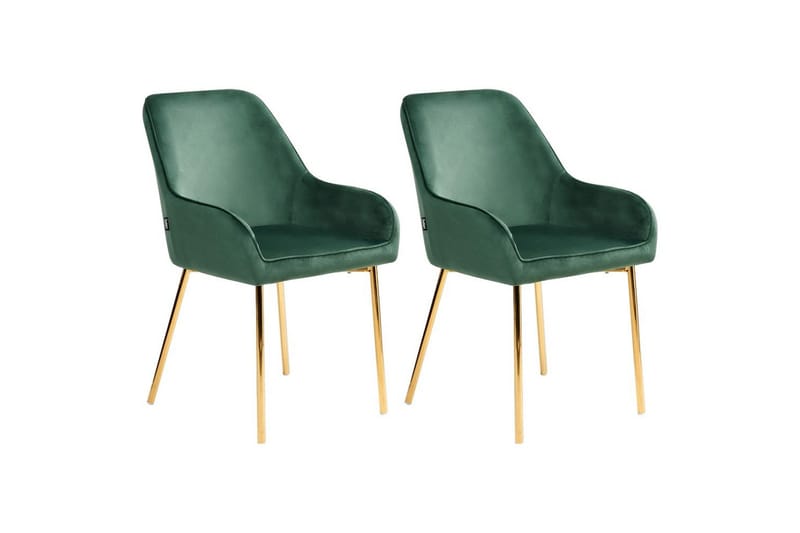 Sarja 2 ruokatuolia Loverna - Vihreä, kulta/Sametti - Huonekalut - Tuoli & nojatuoli - Ruokapöydän tuolit