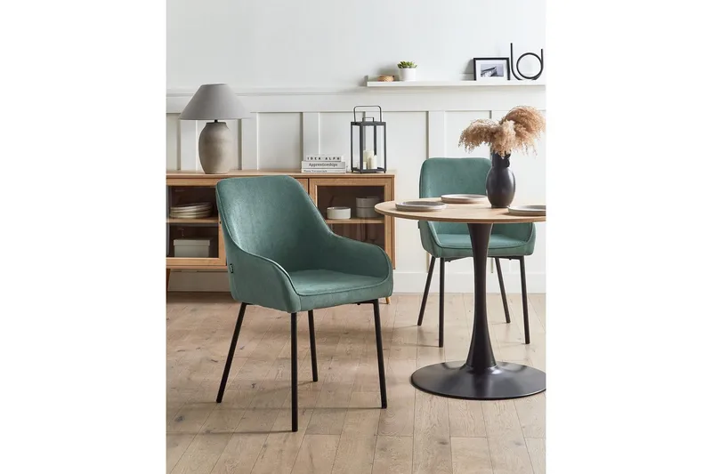 Sarja 2 ruokatuolia Loverna - Vihreä, musta/manchesterkangas - Huonekalut - Tuoli & nojatuoli - Ruokapöydän tuolit