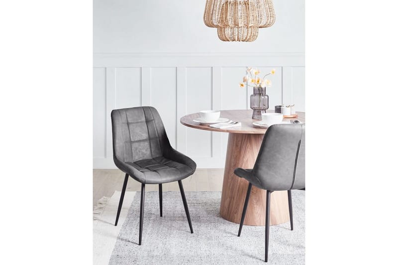 Sarja 2 ruokatuolia Melrose - Harmaa, Musta, Harmaa, musta - Huonekalut - Tuoli & nojatuoli - Ruokapöydän tuolit