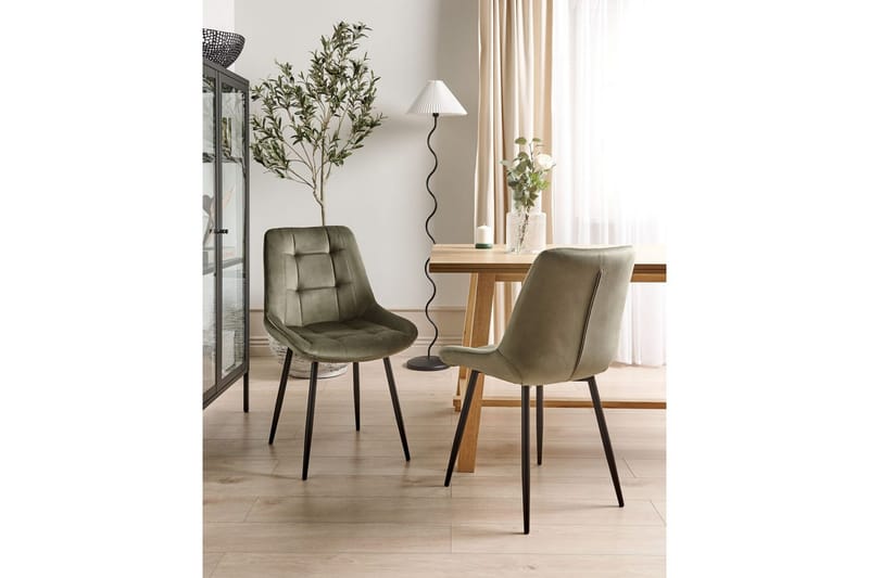 Sarja 2 ruokatuolia Melrose - Vihreä, musta - Huonekalut - Tuoli & nojatuoli - Ruokapöydän tuolit
