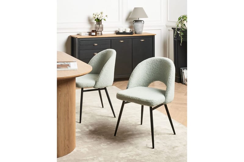 Sarja 2 ruokatuolia Onaga - Vaaleanvihreä, musta - Huonekalut - Tuoli & nojatuoli - Ruokapöydän tuolit