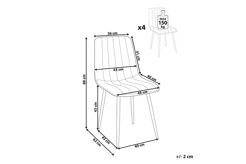 Sarja 4 ruokatuolia Kalispell - Beige, musta - Huonekalut - Tuoli & nojatuoli - Ruokapöydän tuolit