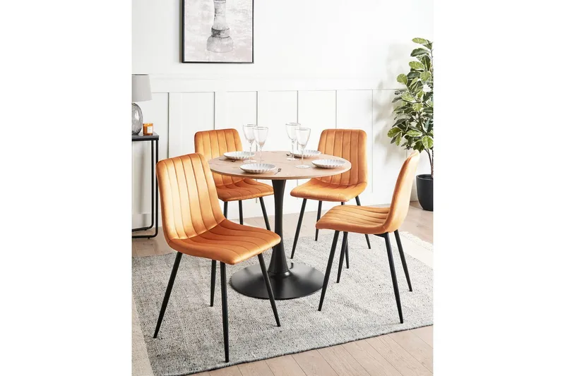 Sarja 4 ruokatuolia Kalispell - Oranssi, musta - Huonekalut - Tuoli & nojatuoli - Ruokapöydän tuolit