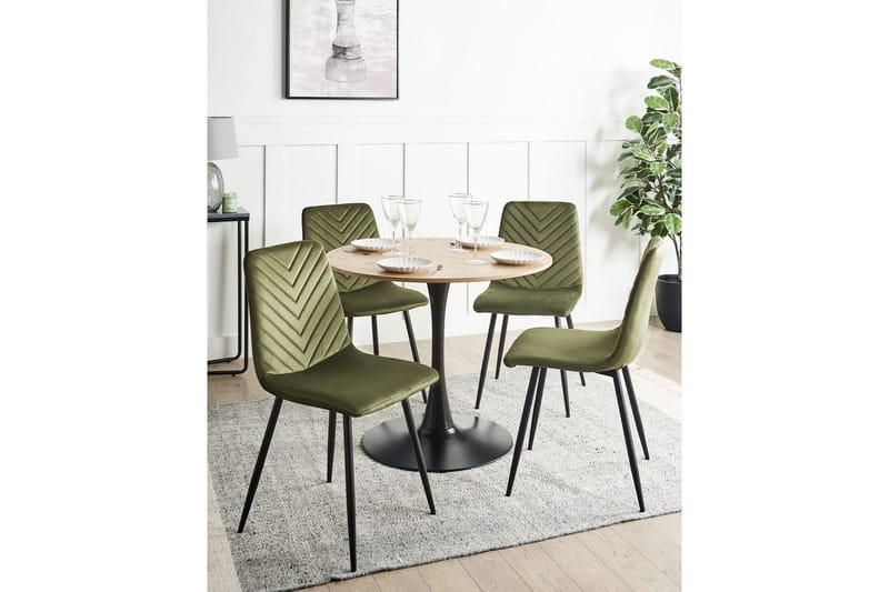 Sarja 4 ruokatuolia Kaura - Vihreä, musta - Huonekalut - Tuoli & nojatuoli - Ruokapöydän tuolit