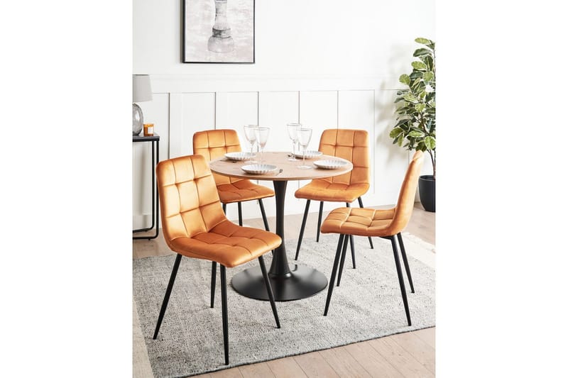Sarja 4 ruokatuolia Powell - Oranssi, musta - Huonekalut - Tuoli & nojatuoli - Ruokapöydän tuolit