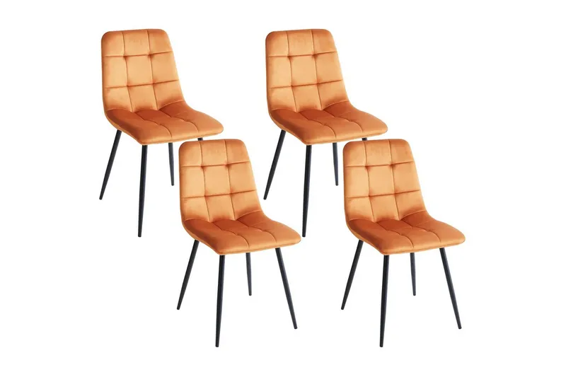 Sarja 4 ruokatuolia Powell - Oranssi, musta - Huonekalut - Tuoli & nojatuoli - Ruokapöydän tuolit