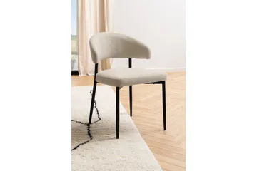 Sawako-ruokailu- ja keittiötuoli, kangasverhoilu ja mustat metallijalat - Beige - Huonekalut - Tuoli & nojatuoli - Ruokapöydän tuolit
