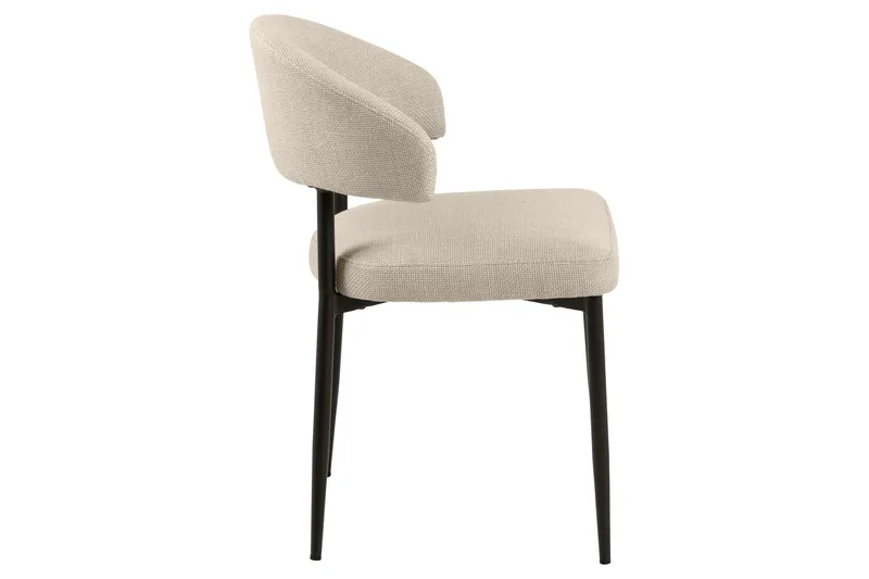 Sawako Ruokapöydän Tuoli & Keittiötuoli Kankaalla, Mustat Metallijalat - Beige - Huonekalut - Tuoli & nojatuoli - Ruokapöydän tuolit