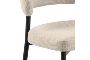 Sawako Ruokapöydän Tuoli & Keittiötuoli Kankaalla, Mustat Metallijalat - Beige - Huonekalut - Tuoli & nojatuoli - Ruokapöydän tuolit