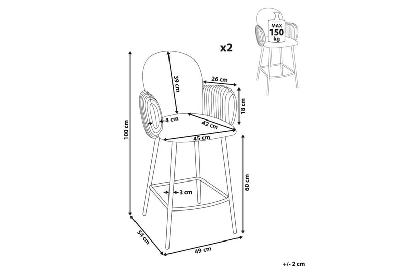Setti, 2 baarituolia Amity - Taupe, musta, ruskea - Huonekalut - Tuoli & nojatuoli - Baarituoli