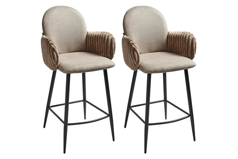 Setti, 2 baarituolia Amity, Taupe, musta, ruskea
