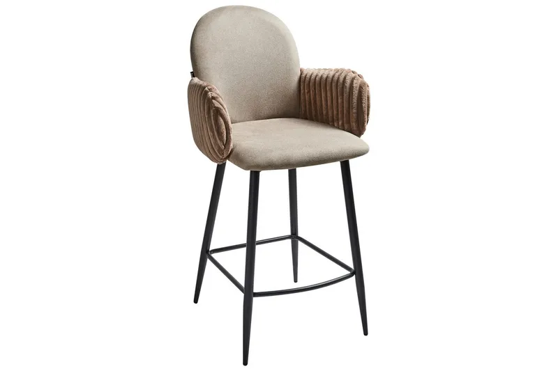 Setti, 2 baarituolia Amity - Taupe, musta, ruskea - Huonekalut - Tuoli & nojatuoli - Baarituoli