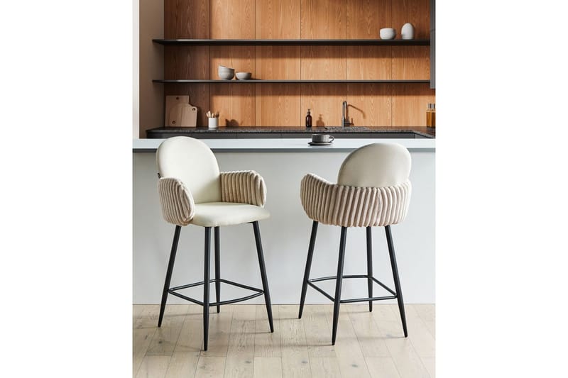 Setti, 2 baarituolia Amity - Vaaleanbeige, musta - Huonekalut - Tuoli & nojatuoli - Baarituoli