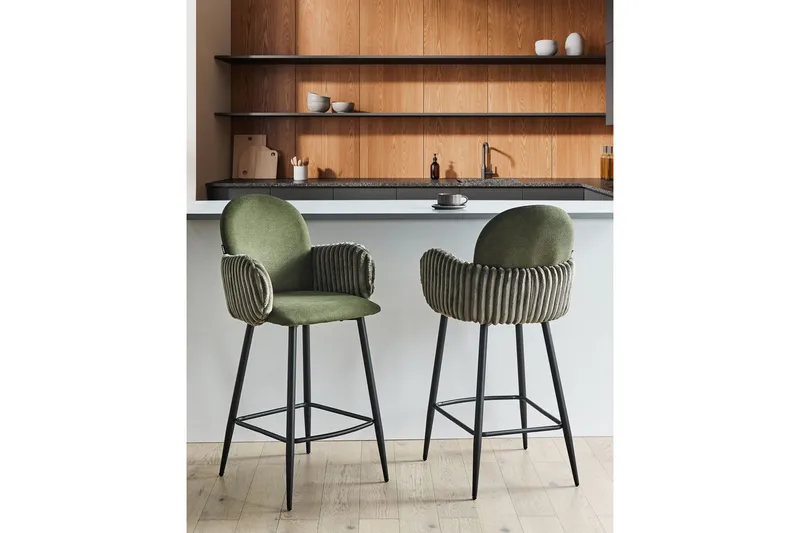 Setti, 2 baarituolia Amity - Vihreä, musta - Huonekalut - Tuoli & nojatuoli - Baarituoli