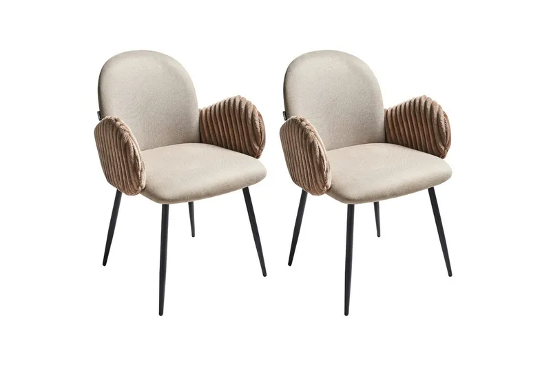 Setti, 2 ruokatuolia Amity, Beige, musta, ruskea