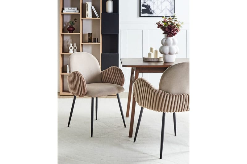 Setti, 2 ruokatuolia Amity - Beige, musta, ruskea - Huonekalut - Tuoli & nojatuoli - Ruokapöydän tuolit