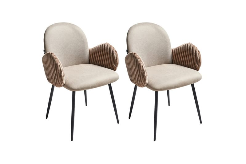 Setti, 2 ruokatuolia Amity, Beige, musta, ruskea