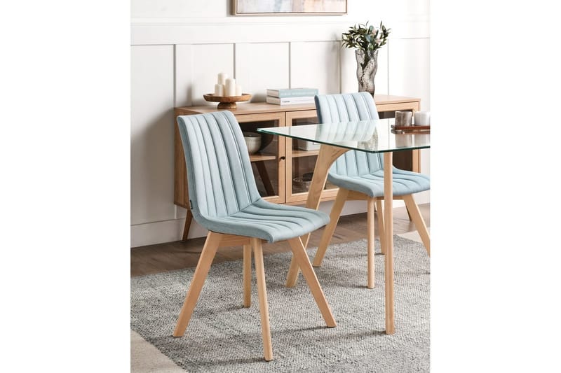 Setti, 2 ruokatuolia Calgary - Sininen, vaalea puu - Huonekalut - Tuoli & nojatuoli - Ruokapöydän tuolit