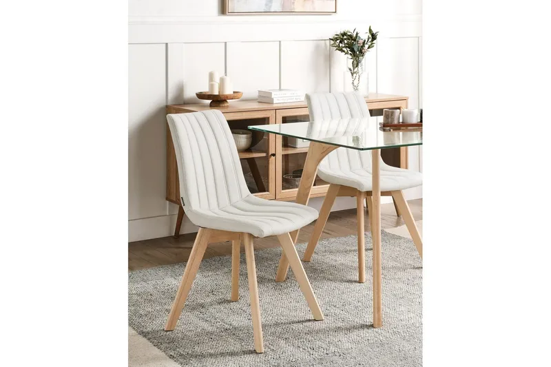 Setti, 2 ruokatuolia Calgary - Valkoinen, vaalea puu - Huonekalut - Tuoli & nojatuoli - Ruokapöydän tuolit