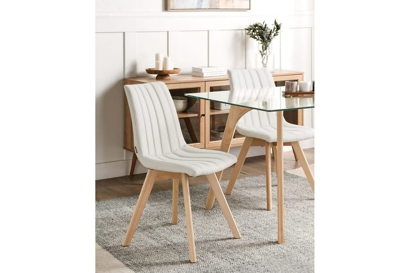 Setti, 2 ruokatuolia Calgary - Valkoinen, vaalea puu - Huonekalut - Tuoli & nojatuoli - Ruokapöydän tuolit