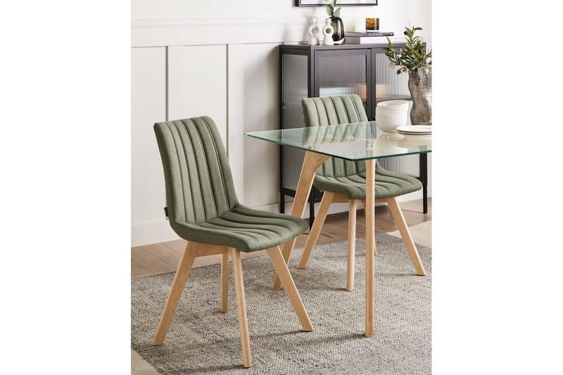 Setti, 2 ruokatuolia Calgary - Vihreä, vaalea puu - Huonekalut - Tuoli & nojatuoli - Ruokapöydän tuolit