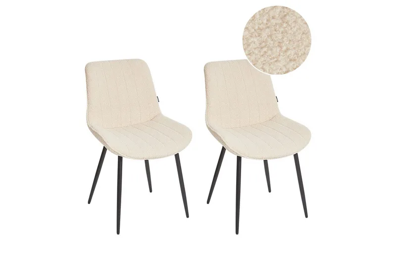 Setti, 2 ruokatuolia Dubrovnik, Beige, musta/Bouclé