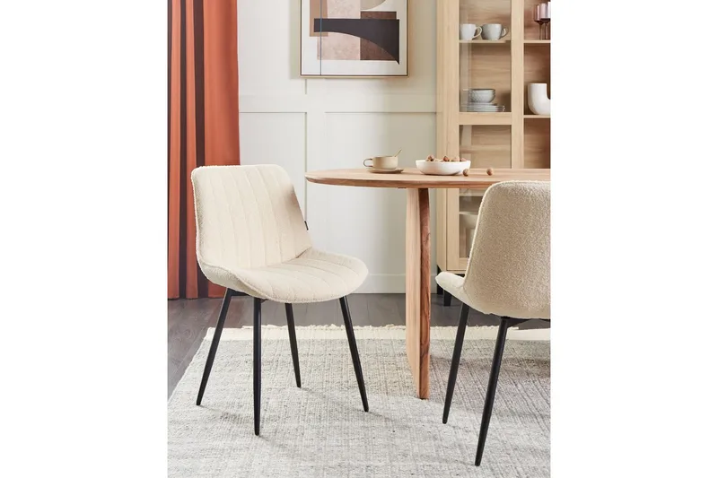 Setti, 2 ruokatuolia Dubrovnik - Beige, musta/Bouclé - Huonekalut - Tuoli & nojatuoli - Ruokapöydän tuolit