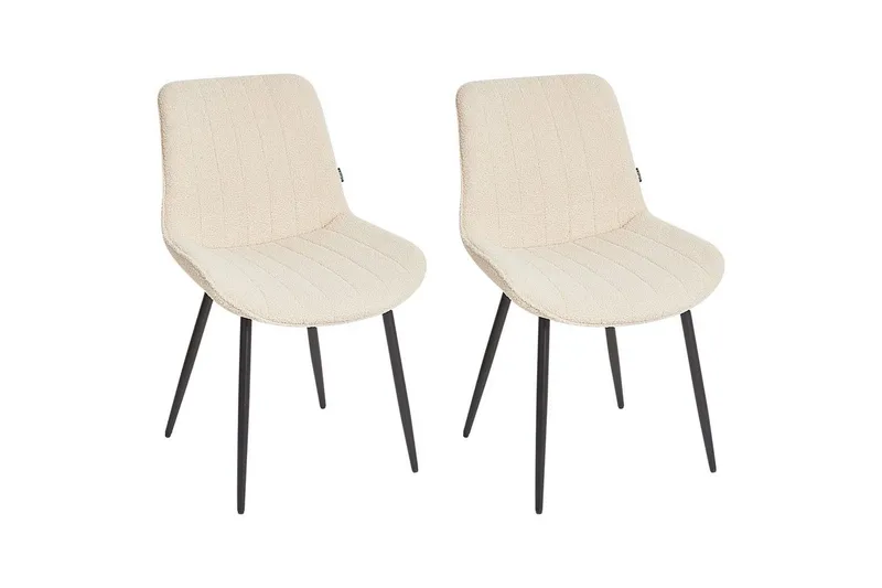 Setti, 2 ruokatuolia Dubrovnik - Beige, musta/Bouclé - Huonekalut - Tuoli & nojatuoli - Ruokapöydän tuolit