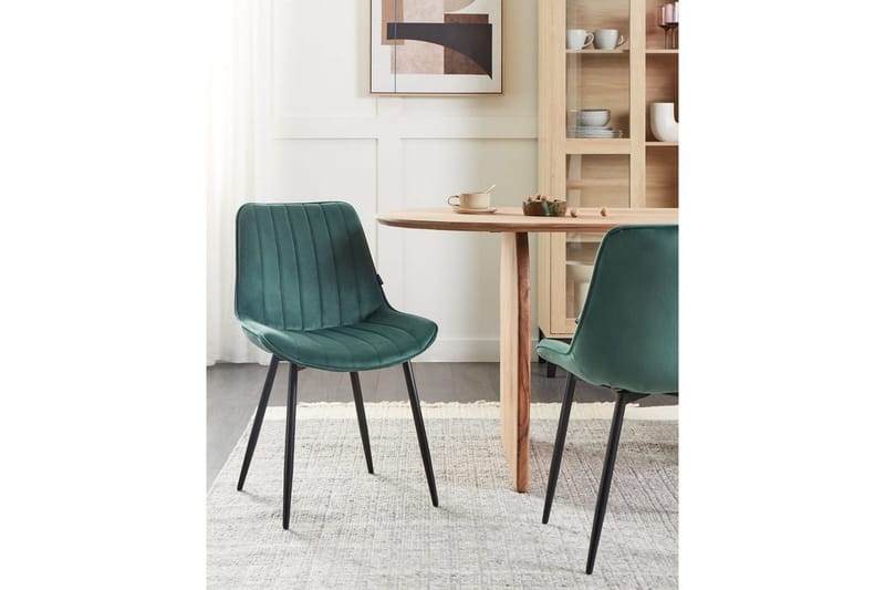 Setti, 2 ruokatuolia Dubrovnik - Vihreä, musta/sametti - Huonekalut - Tuoli & nojatuoli - Ruokapöydän tuolit
