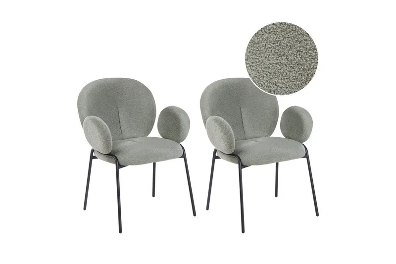 Setti, 2 ruokatuolia Ely, Vihreä, musta