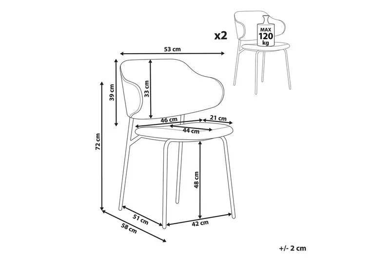 Setti, 2 ruokatuolia Kenai - Vihreä, musta - Huonekalut - Tuoli & nojatuoli - Ruokapöydän tuolit