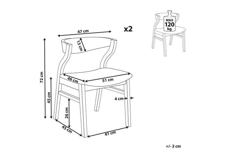 Setti, 2 ruokatuolia Maroa - Harmaa, tumma puu, Harmaa, Tumma puu - Huonekalut - Tuoli & nojatuoli - Ruokapöydän tuolit