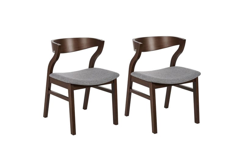 Setti, 2 ruokatuolia Maroa, Harmaa, tumma puu, Harmaa, Tumma puu