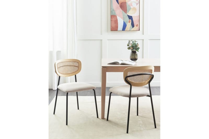 Setti, 2 ruokatuolia Mayetta - Luonnonväri, beige, musta - Huonekalut - Tuoli & nojatuoli - Ruokapöydän tuolit
