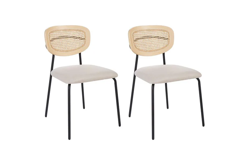 Setti, 2 ruokatuolia Mayetta, Luonnonväri, beige, musta