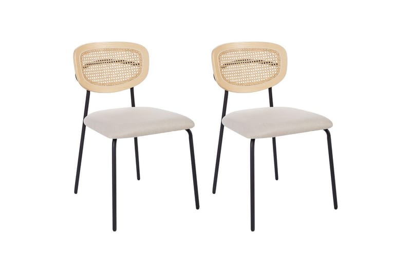 Setti, 2 ruokatuolia Mayetta, Luonnonväri, beige, musta