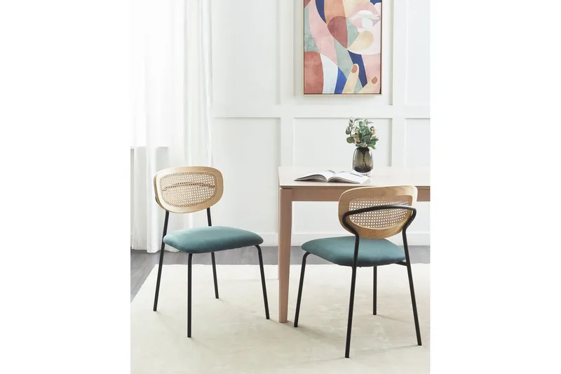 Setti, 2 ruokatuolia Mayetta - Luonnonväri, sininen, musta - Huonekalut - Tuoli & nojatuoli - Ruokapöydän tuolit