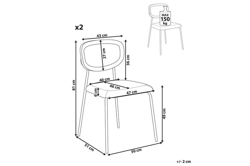 Setti, 2 ruokatuolia Mayetta - Luonnonväri, vihreä, musta - Huonekalut - Tuoli & nojatuoli - Ruokapöydän tuolit