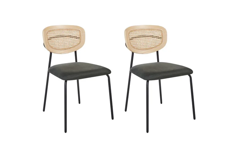 Setti, 2 ruokatuolia Mayetta, Luonnonväri, vihreä, musta