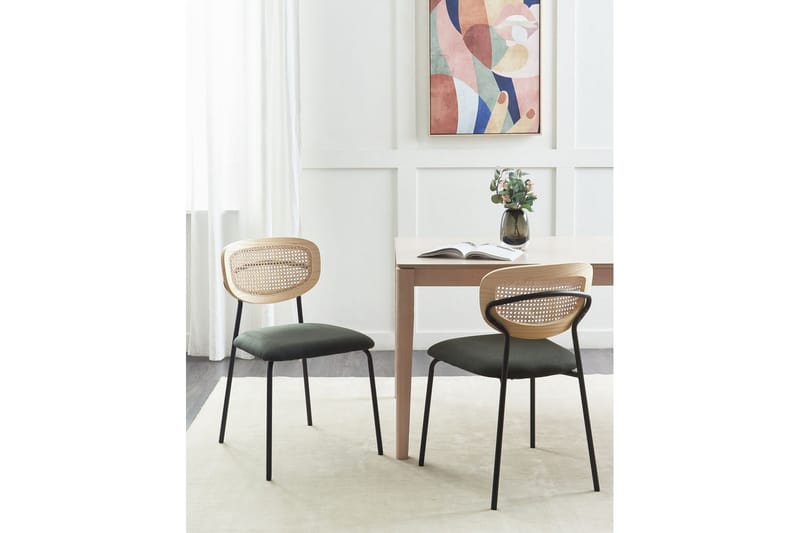 Setti, 2 ruokatuolia Mayetta - Luonnonväri, vihreä, musta - Huonekalut - Tuoli & nojatuoli - Ruokapöydän tuolit