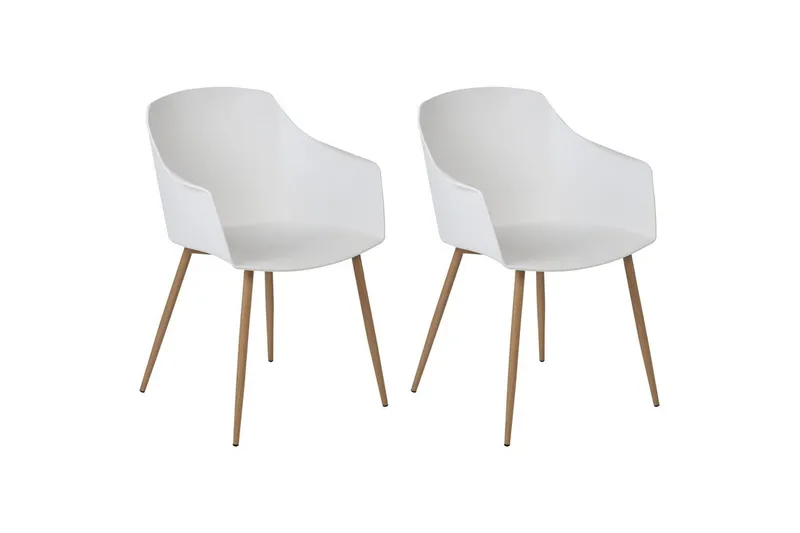 Setti kahdesta ruokatuolista Fonda ll - Valkoinen, Vaalea Puu - Huonekalut - Tuoli & nojatuoli - Ruokapöydän tuolit