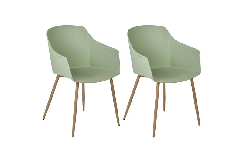 Setti kahdesta ruokatuolista Fonda ll, Vihreä, vaalea puu