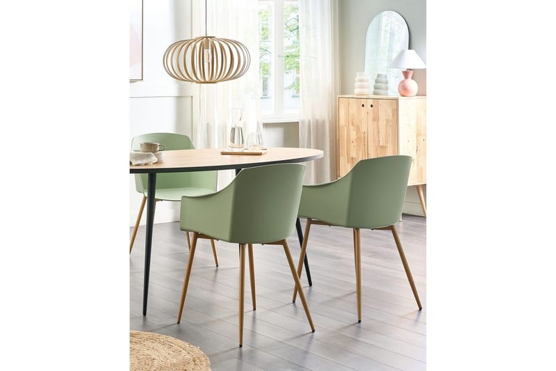 Setti kahdesta ruokatuolista Fonda ll - Vihreä, vaalea puu - Huonekalut - Tuoli & nojatuoli - Ruokapöydän tuolit