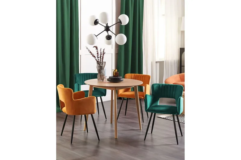 Setti kahdesta ruokatuolista Sanilac - Smaragdinvihreä, Musta - Huonekalut - Tuoli & nojatuoli - Ruokapöydän tuolit