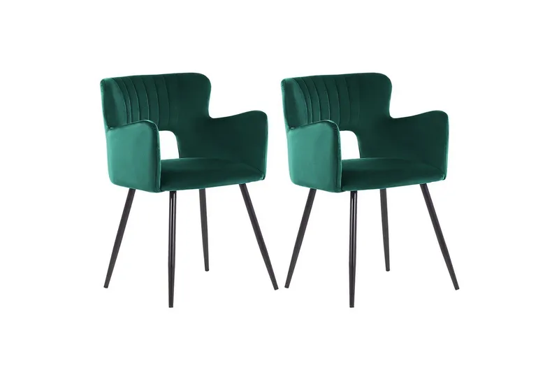 Setti kahdesta ruokatuolista Sanilac, Smaragdinvihreä, Musta